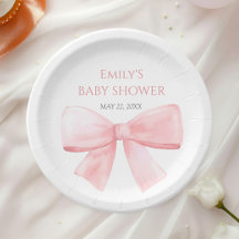 Elegant Blush Roze Pastel Bow Meisje Baby shower