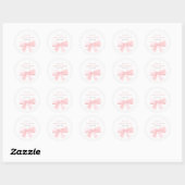 Elegant Blush Roze Pastel Bow Meisje Baby shower Ronde Sticker (Vel)