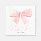Elegant Blush Roze Pastel Bow Meisje Baby shower Servet (Voorkant)