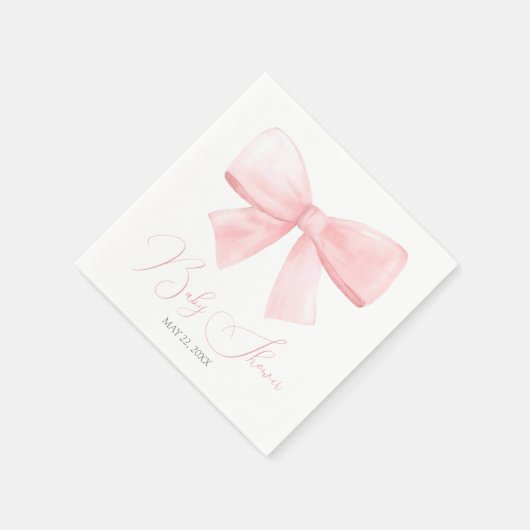 Elegant Blush Roze Pastel Bow Meisje Baby shower Servet (Hoek)