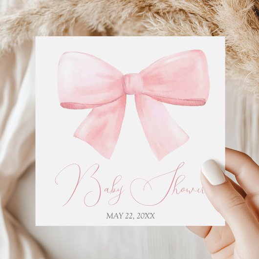 Elegant Blush Roze Pastel Bow Meisje Baby shower Servet