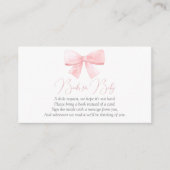 Elegant Blush Roze Pastel Bow Meisje Boeken voor B Informatiekaartje (Voorkant)