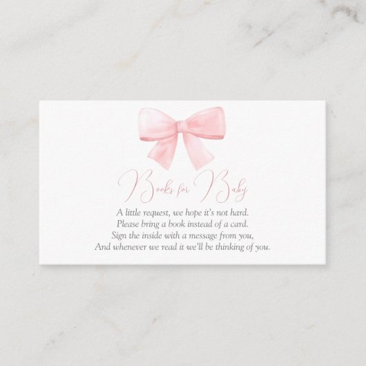Elegant Blush Roze Pastel Bow Meisje Boeken voor B Informatiekaartje (Voorkant)