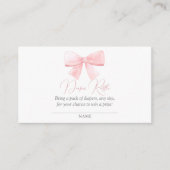 Elegant Blush Roze Pastel Bow Meisje Luier Raffle Informatiekaartje (Voorkant)