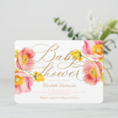Elegant Blush Roze Peach Bloemen Baby shower Kaart (Staand voorkant)