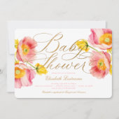 Elegant Blush Roze Peach Bloemen Baby shower Kaart (Voorkant)