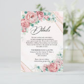 Elegant blush roze pinda's eucalyptus Gold details Informatiekaartje (Staand voorkant)