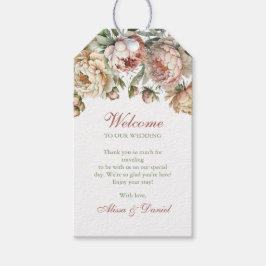 Elegant Blush Roze Pioenen Bruiloft Favor Label Cadeaulabel