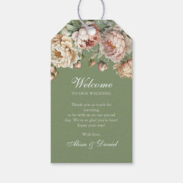 Elegant Blush Roze Pioenen Bruiloft Favor Label Cadeaulabel