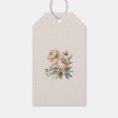 Elegant Blush Roze Pioenen Bruiloft Favor Label Cadeaulabel (Achterkant)