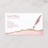 Elegant Blush Roze Professionele Verzekeringsagent Visitekaartje (Achterkant)