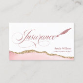 Elegant Blush Roze Professionele Verzekeringsagent Visitekaartje (Voorkant)
