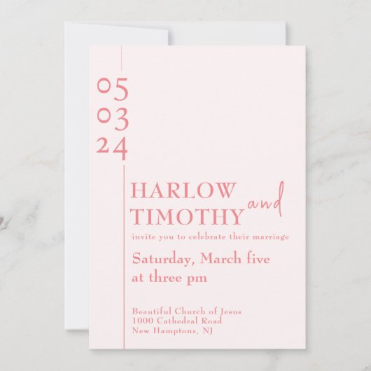 Elegant Blush Roze QR code Modern script Bruiloft Kaart (Voorkant)