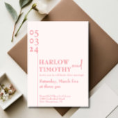 Elegant Blush Roze QR code Modern script Bruiloft Kaart