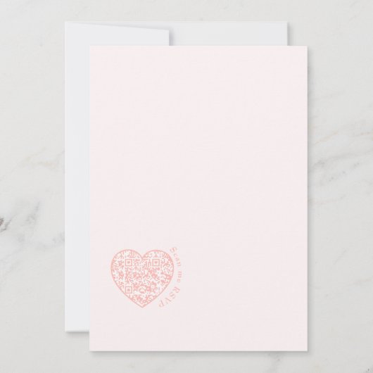 Elegant Blush Roze QR code Modern script Bruiloft Kaart (Achterkant)