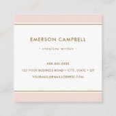 Elegant blush roze rand minimale professionele vierkante visitekaartje (Achterkant)