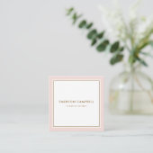 Elegant blush roze rand minimale professionele vierkante visitekaartje (Staand voorkant)