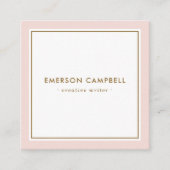 Elegant blush roze rand minimale professionele vierkante visitekaartje (Voorkant)