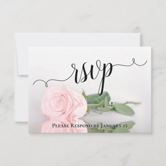 Elegant Blush Roze Reflectie Weddenschappen RSVP Kaartje (Voorkant)