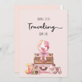 Elegant Blush Roze Reizend Vrijgezellenfeest Bedankkaart (Voorkant / Achterkant)