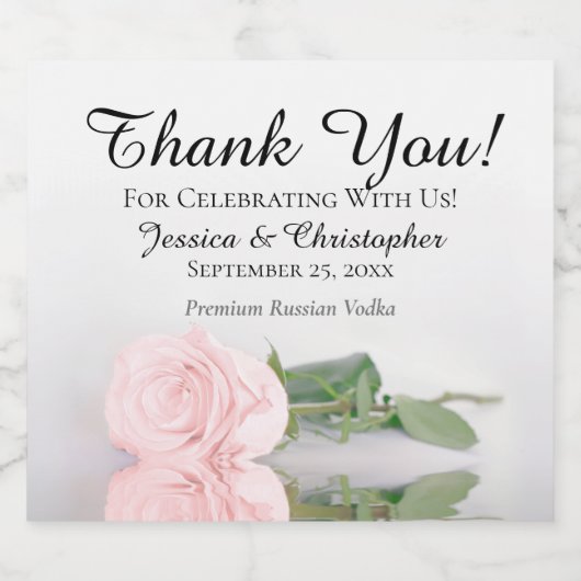 Elegant Blush Roze Roche Weddenschap Bedankt Likeurfles Etiket (Enkel label)