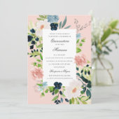 Elegant Blush Roze Romantic Garden Quinceañera Kaart (Staand voorkant)