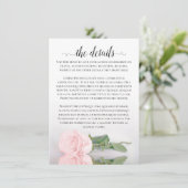 Elegant Blush roze Romantic Roos Weddenschap Detai Informatiekaartje (Staand voorkant)