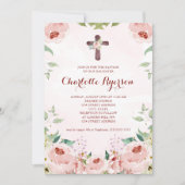 Elegant Blush Roze Rose Bloemen Doop Kaart (Voorkant)
