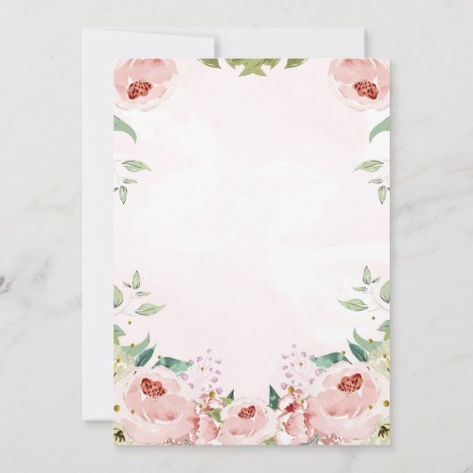 Elegant Blush Roze Rose Bloemen Doop Kaart (Achterkant)