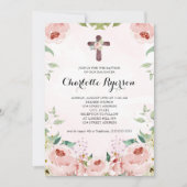 Elegant Blush Roze Rose Bloemen Doop Kaart (Voorkant)