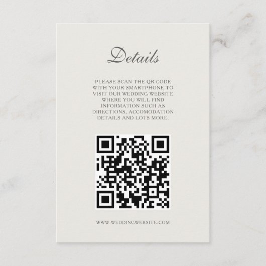 Elegant Blush Roze Rose Bruiloft QR-code Details Informatiekaartje (Voorkant)