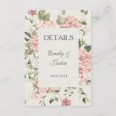 Elegant Blush Roze Rose Bruiloft QR-code Details Informatiekaartje (Achterkant)