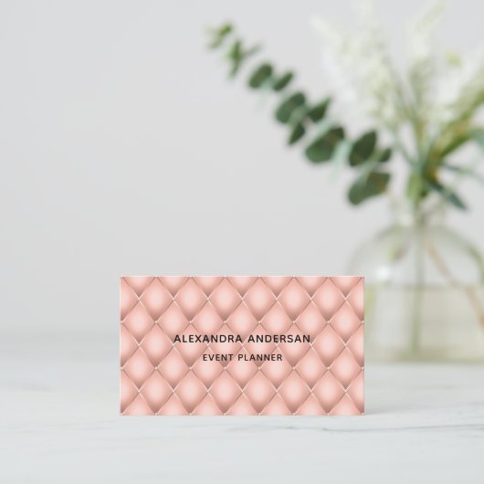 Elegant Blush Roze Rose Gold Diamond Geometrisch Visitekaartje (Staand voorkant)