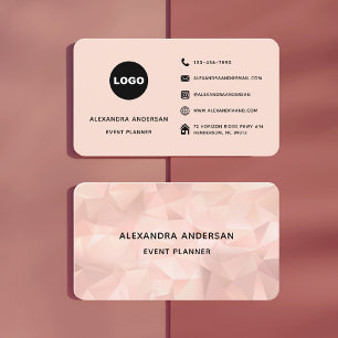 Elegant Blush Roze Rose Gold Driehoek Professionee Visitekaartje
