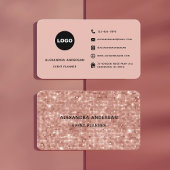 Elegant Blush Roze Rose Gold Metal Stippen Pattern Visitekaartje