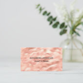 Elegant Blush Roze Rose Gold Metal Waves Corporate Visitekaartje (Staand voorkant)