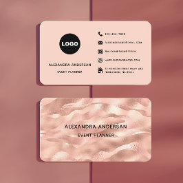 Elegant Blush Roze Rose Gold Metal Waves Corporate Visitekaartje