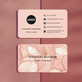Elegant Blush Roze Rose Goud Botanisch Patroon Visitekaartje