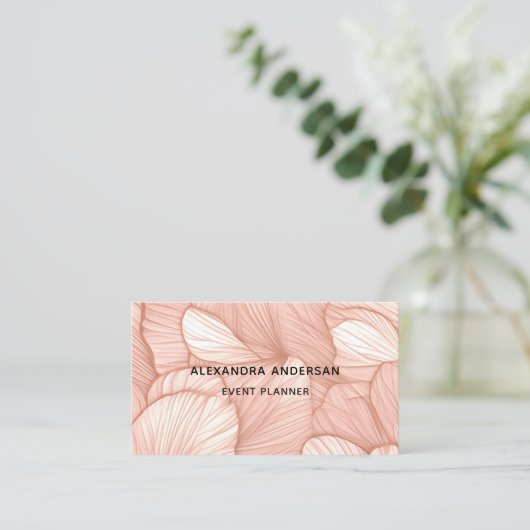 Elegant Blush Roze Rose Goud Botanisch Patroon Visitekaartje (Staand voorkant)