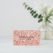 Elegant Blush Roze Rose Goud Metaal Diamant Patroo Visitekaartje (Staand voorkant)