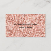 Elegant Blush Roze Rose Goud Metaal Diamant Patroo Visitekaartje (Voorkant)