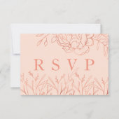 Elegant Blush Roze Rose Goud Schetste Bloemen RSVP Kaartje (Voorkant)