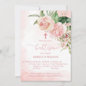Elegant blush roze roses baptisme voor een meisje kaart (Voorkant)