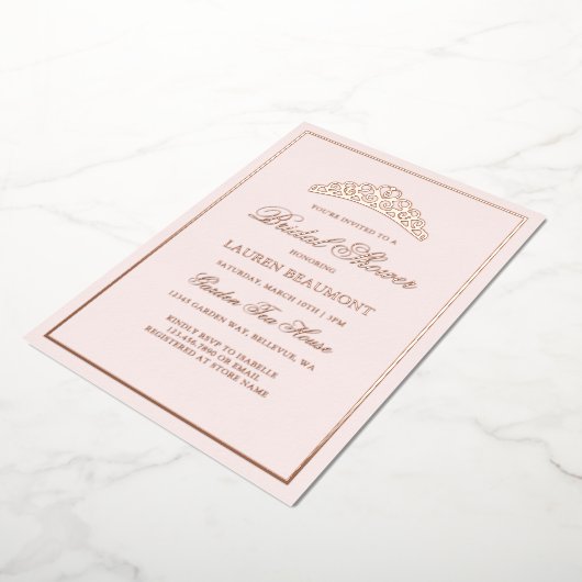 Elegant Blush Roze Royal Vrijgezellenfeest Folie Uitnodiging (Gedraaid)