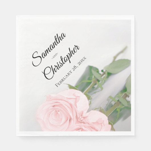 Elegant blush roze roze diagonaal ontwerp bruiloft servet (Voorkant)