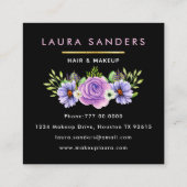 Elegant Blush Roze Roze Lila Bloedhaar & Makeup Vierkante Visitekaartje (Achterkant)