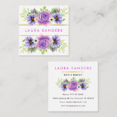 Elegant Blush Roze Roze Lila Bloedhaar & Makeup Vierkante Visitekaartje (Voorkant / Achterkant)