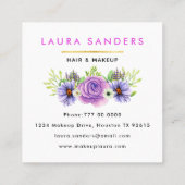 Elegant Blush Roze Roze Lila Bloedhaar & Makeup Vierkante Visitekaartje (Achterkant)