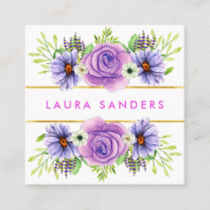 Elegant Blush Roze Roze Lila Bloedhaar & Makeup Vierkante Visitekaartje