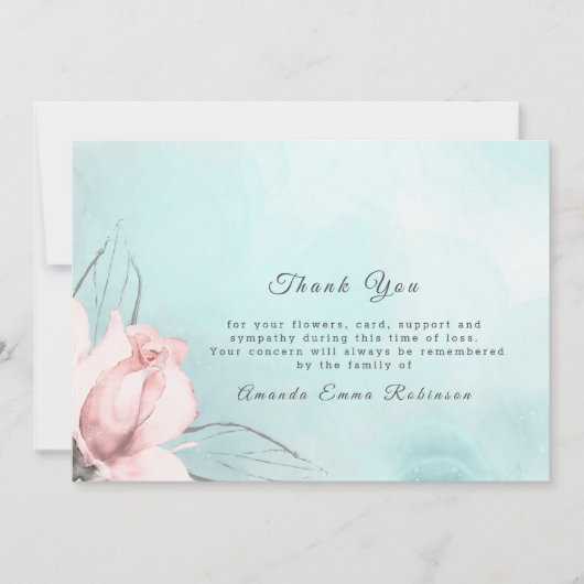 Elegant Blush Roze Roze Roze en Blauw Hartelijk da Bedankkaart (Voorkant)